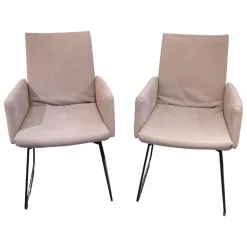 2er-Set Armlehnstuhl WK 790 Bezug Leder LK60 Steel Grau Schlittengestell Schwarz