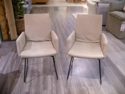 2er-Set Armlehnstuhl WK 790 Bezug Leder LK60 Steel Grau Schlittengestell Schwarz