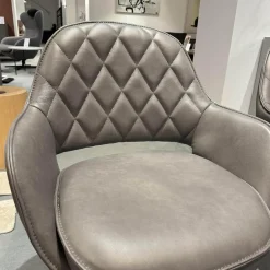 6er-Set Armlehnstuhl WK 708 Stoff JAB A91062 Rosa Und Leder Granada Steel Grau Drehgestell Schwarz