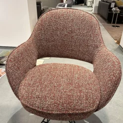 6er-Set Armlehnstuhl WK 708 Stoff JAB A91062 Rosa Und Leder Granada Steel Grau Drehgestell Schwarz