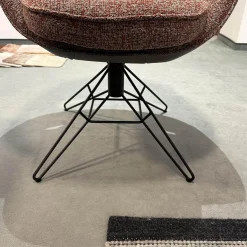 6er-Set Armlehnstuhl WK 708 Stoff JAB A91062 Rosa Und Leder Granada Steel Grau Drehgestell Schwarz