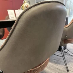 6er-Set Armlehnstuhl WK 708 Stoff JAB A91062 Rosa Und Leder Granada Steel Grau Drehgestell Schwarz