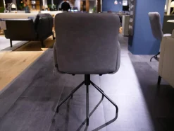 4er-Set Armstuhl Aiden Soft Leder Luna Steingrau Spinnenfuß Schwarz Mit Gleitern Und Drehmechanik