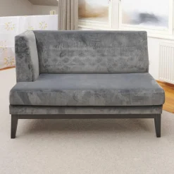 2er-Set Bank Polo Dining Stoff City Velvet Reloaded Grau Gestell Esche Schwarz Gebeizt Mit Vorstellkissen