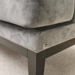 2er-Set Bank Polo Dining Stoff City Velvet Reloaded Grau Gestell Esche Schwarz Gebeizt Mit Vorstellkissen