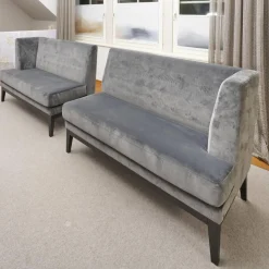 2er-Set Bank Polo Dining Stoff City Velvet Reloaded Grau Gestell Esche Schwarz Gebeizt Mit Vorstellkissen