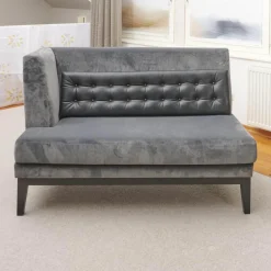 2er-Set Bank Polo Dining Stoff City Velvet Reloaded Grau Gestell Esche Schwarz Gebeizt Mit Vorstellkissen