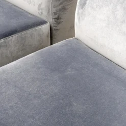 2er-Set Bank Polo Dining Stoff City Velvet Reloaded Grau Gestell Esche Schwarz Gebeizt Mit Vorstellkissen