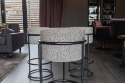 3er-Set Barhocker Drop Stoff 5018 Zement Ecru Grau Fuß Schwarz Pulverbeschichtet