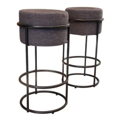 2er-Set Barhocker Drop Stoff 5027 Nougat Ecru Grau Füße Schwarz Pulverbeschichtet