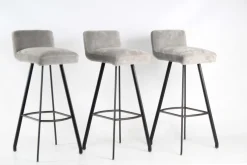 3er-Set Barhocker Greg Sitzhöhe 80cm Stoff Beloved Grau