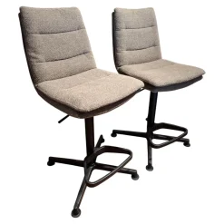 2er-Set Barhocker Jukka Stoff Alpine Braun Metall Schwarz