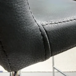 2er-Set Barhocker Wave Bezug Eco-Leder Schwarz Gestell Verchromt Inklusive Gleiter