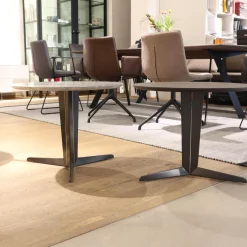 2er-Set Beistelltisch Attico Runde Platte Holz Eukalyptus Gestell Zinnfarbig Und Mattiertes Messing