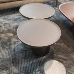 2er-Set Beistelltisch Louisa Mit Zwei Tischplatten Und Zwei Tischfüßen Zement Asche Grau Gestell Zinnfarbig