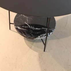 2er-Set Beistelltisch Panna Cotta Stahlbech Schwarz Lackiert Marmor Marquina Schwarz