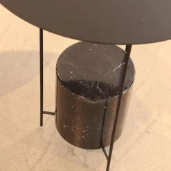 2er-Set Beistelltisch Panna Cotta Stahlbech Schwarz Lackiert Marmor Marquina Schwarz