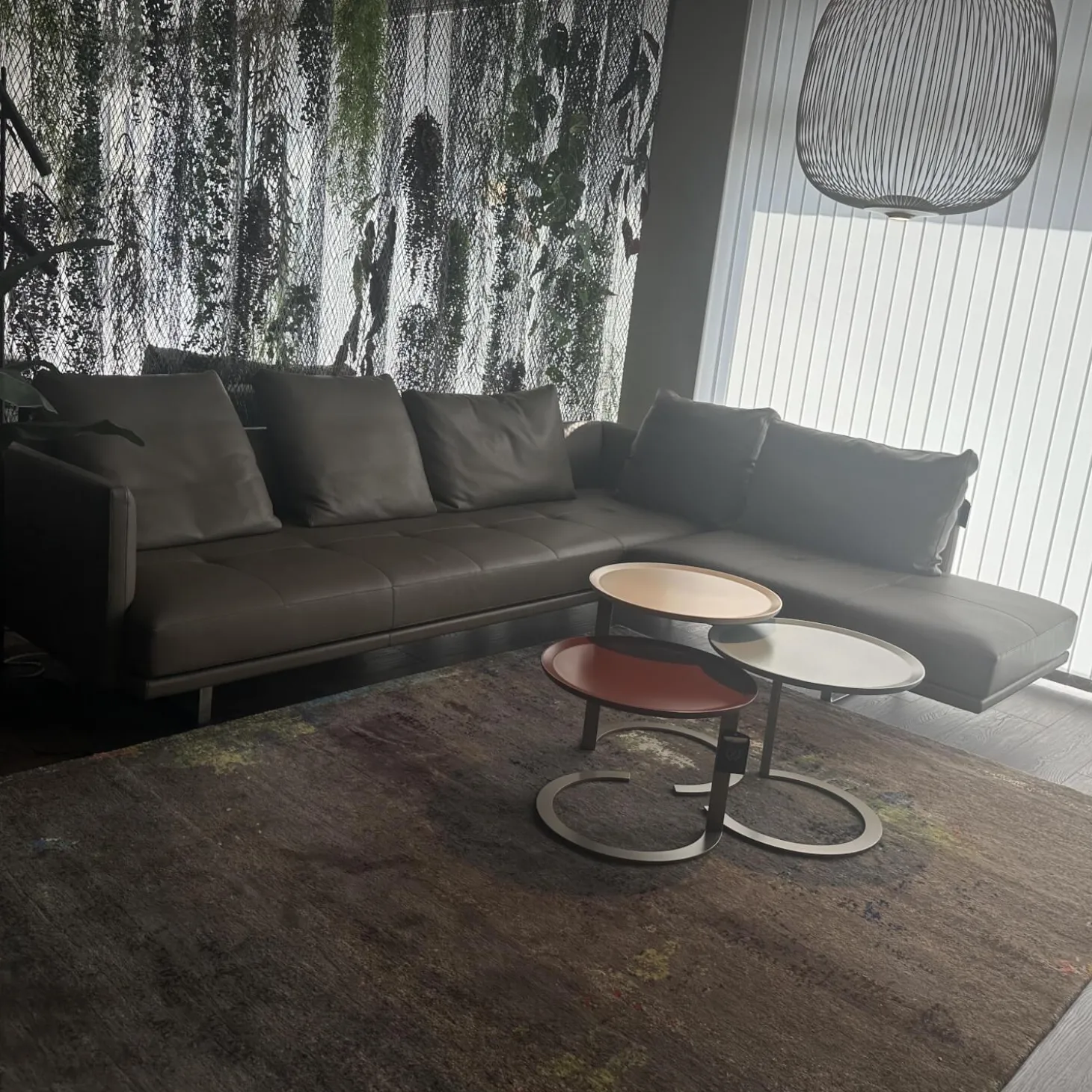 3er-Set Beistelltisch Trio Platte Lack High Hell Beige Medium Ocean Grau Low Maroon Braun Rot Metallgestell Bronze Look Schwarz