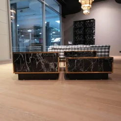 4er-Set Couchtisch Concordia Schwarzer Kunstmarmor Gold Finish