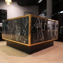 4er-Set Couchtisch Concordia Schwarzer Kunstmarmor Gold Finish