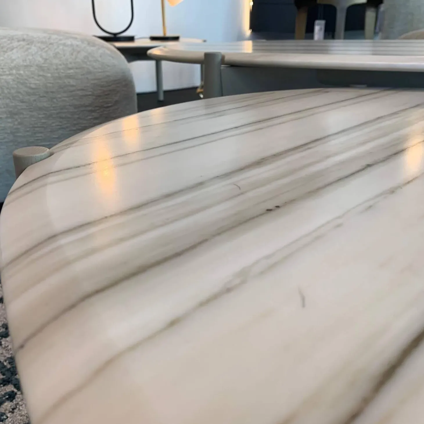 2er-Set Couchtisch Heath Marmor Zembrino Gestell Holz Creme