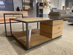 2er-Set Couchtisch Vcuben Platte Widleiche Rustico Schwarz Gestell Metall Anthrazit