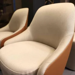 4er-Set Dean Armlehnstuhl Leder Nappa Seta 56 Copper Stoff Casanova 020 Beige