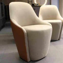 4er-Set Dean Armlehnstuhl Leder Nappa Seta 56 Copper Stoff Casanova 020 Beige