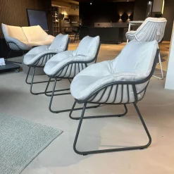 3er-Set Dining Sessel Chill Stoff Deluxe Mumbai Beige Gestell Aluminium Anthracite Antharzit Lackiert