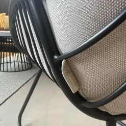 3er-Set Dining Sessel Chill Stoff Deluxe Mumbai Beige Gestell Aluminium Anthracite Antharzit Lackiert