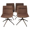 4er-Set Drehstuhl Marel Bezug Arco Lanoso 01566 Braun 4-Sternfuß Drehbar Schwarz