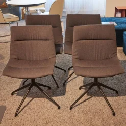 4er-Set Drehstuhl Marel Bezug Arco Lanoso 01566 Braun 4-Sternfuß Drehbar Schwarz