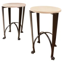 2er-Set Eisensäule Schwarz Mit Marmorplatte