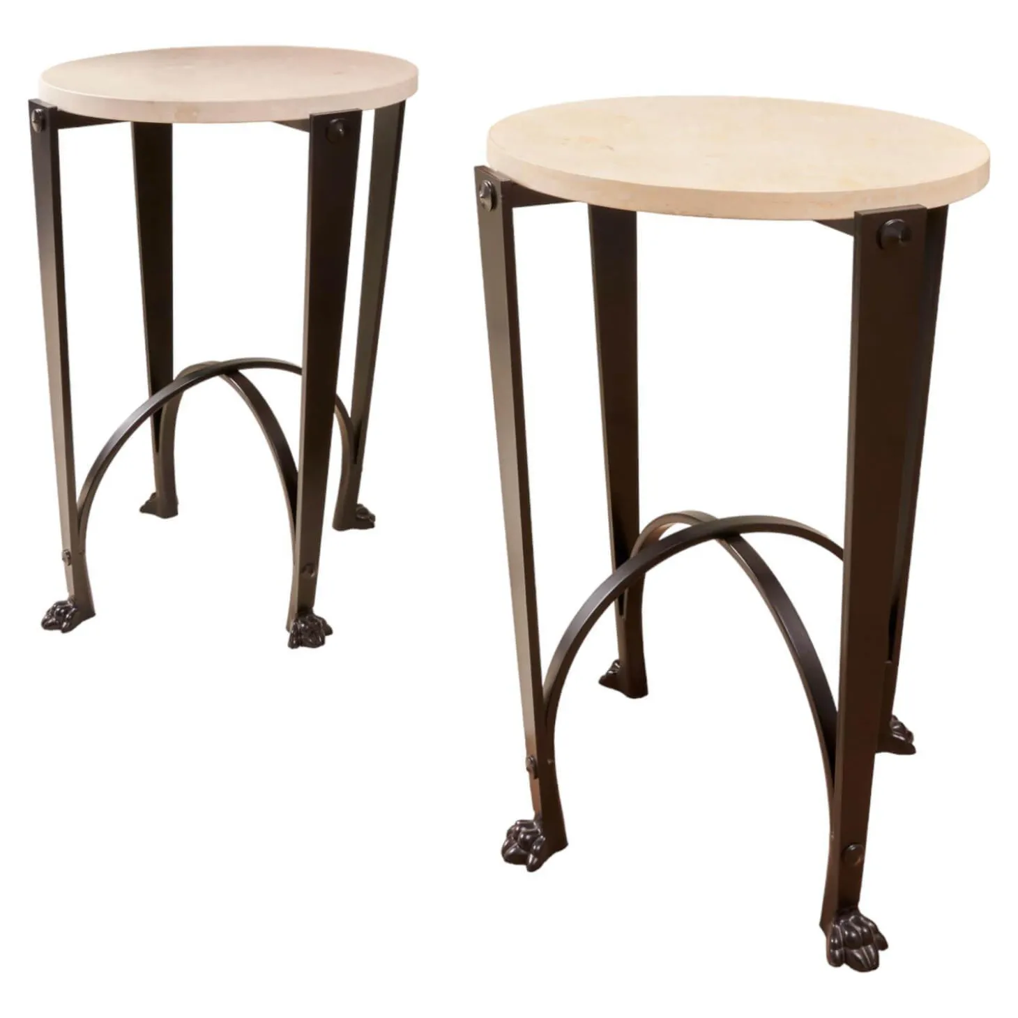 2er-Set Eisensäule Schwarz Mit Marmorplatte