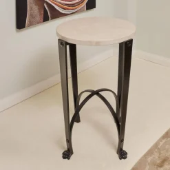 2er-Set Eisensäule Schwarz Mit Marmorplatte