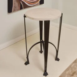 2er-Set Eisensäule Schwarz Mit Marmorplatte