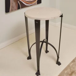 2er-Set Eisensäule Schwarz Mit Marmorplatte