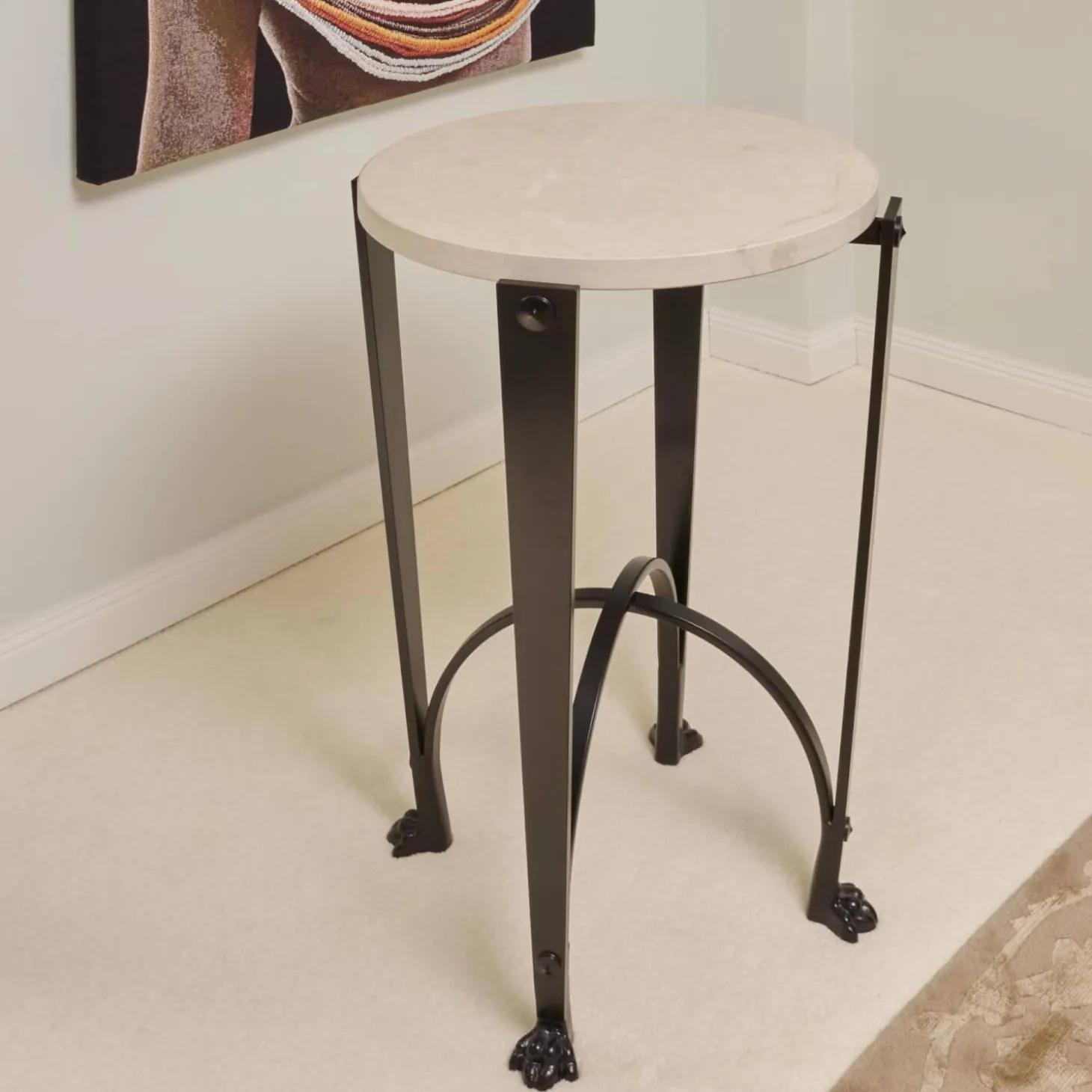 2er-Set Eisensäule Schwarz Mit Marmorplatte