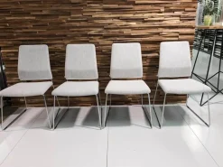 4er-Set Fino Stoff Zement Hellgrau Drahtgestell Metall Verchromt