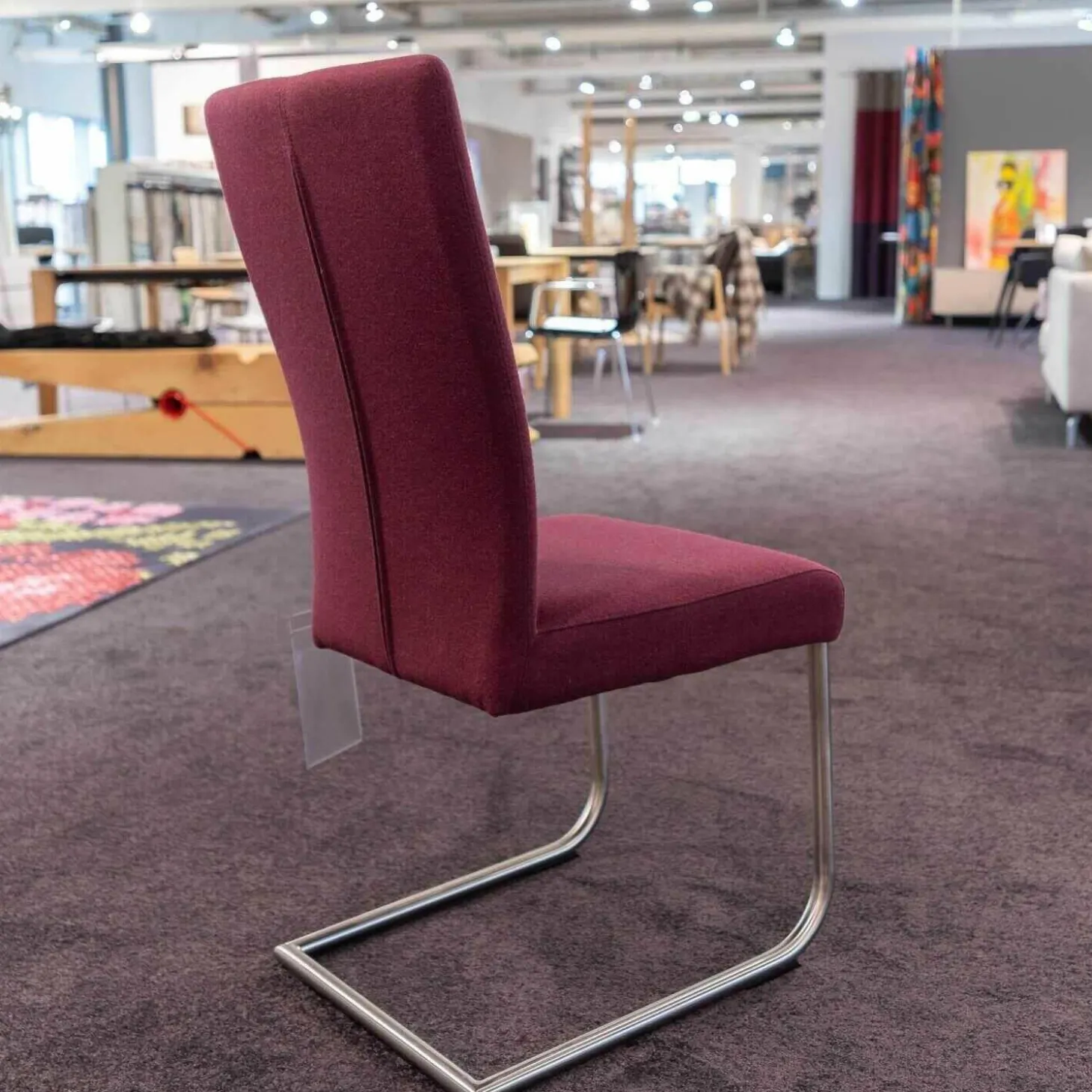 4er-Set Freischwinger CA Diana 3/B Stoff Facet Aubergine Lichtgrijs Middengrijs Blue