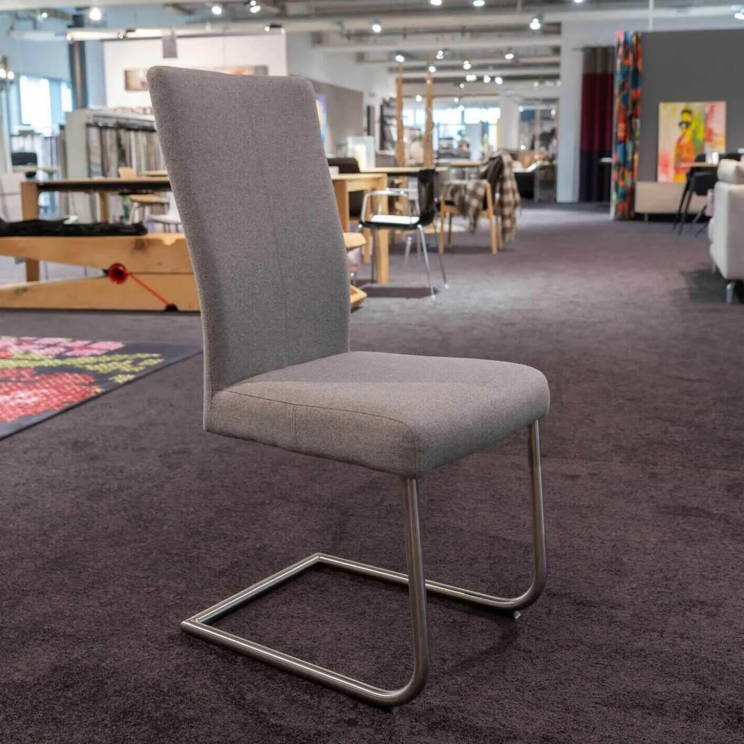 4er-Set Freischwinger CA Diana 3/B Stoff Facet Aubergine Lichtgrijs Middengrijs Blue