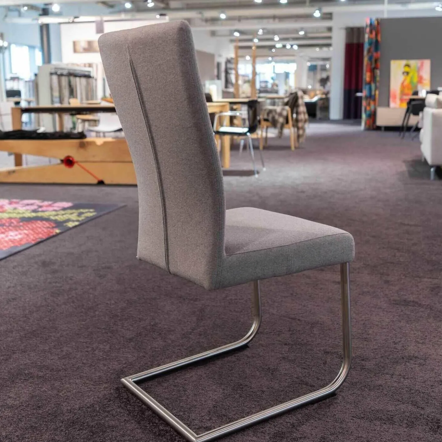 4er-Set Freischwinger CA Diana 3/B Stoff Facet Aubergine Lichtgrijs Middengrijs Blue