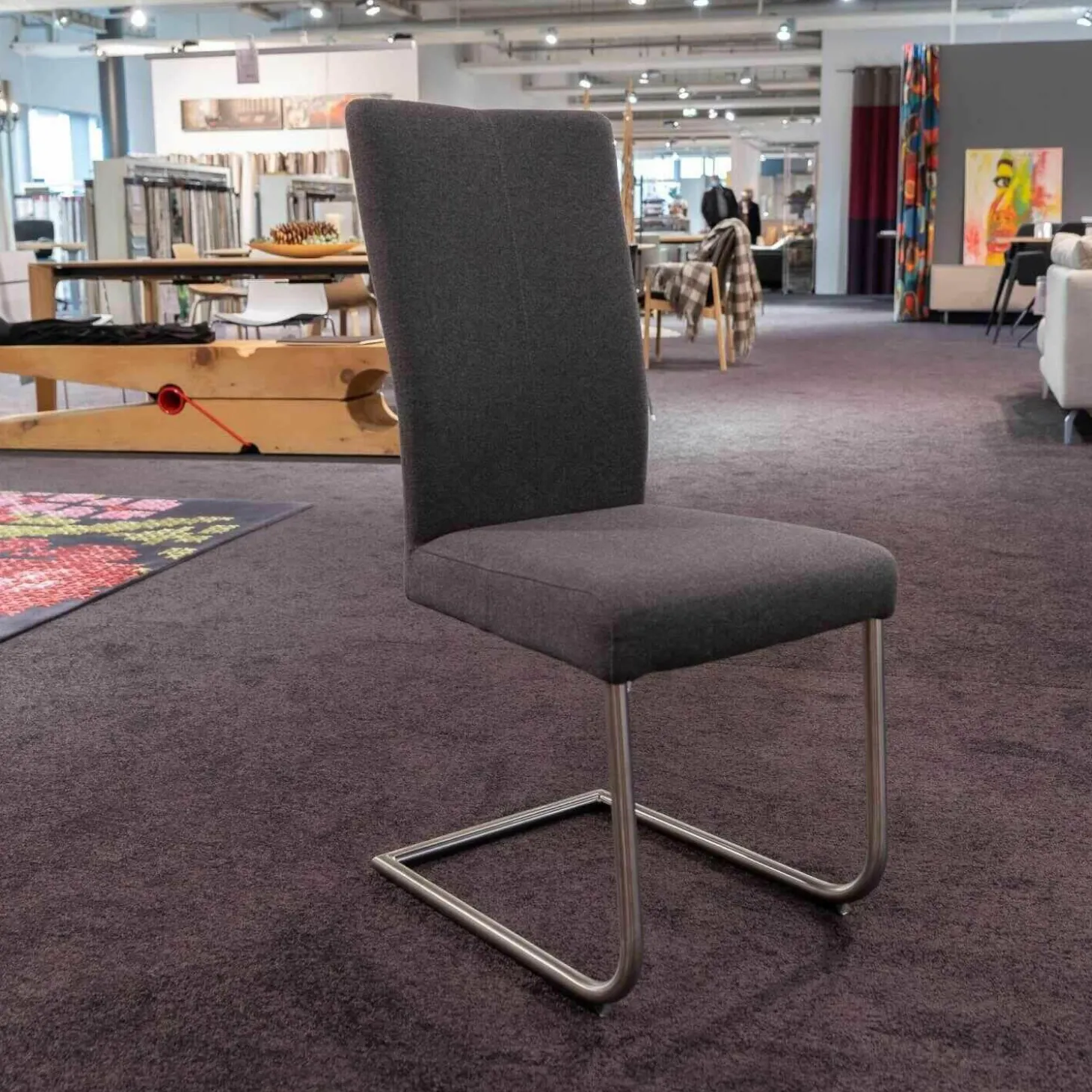 4er-Set Freischwinger CA Diana 3/B Stoff Facet Aubergine Lichtgrijs Middengrijs Blue