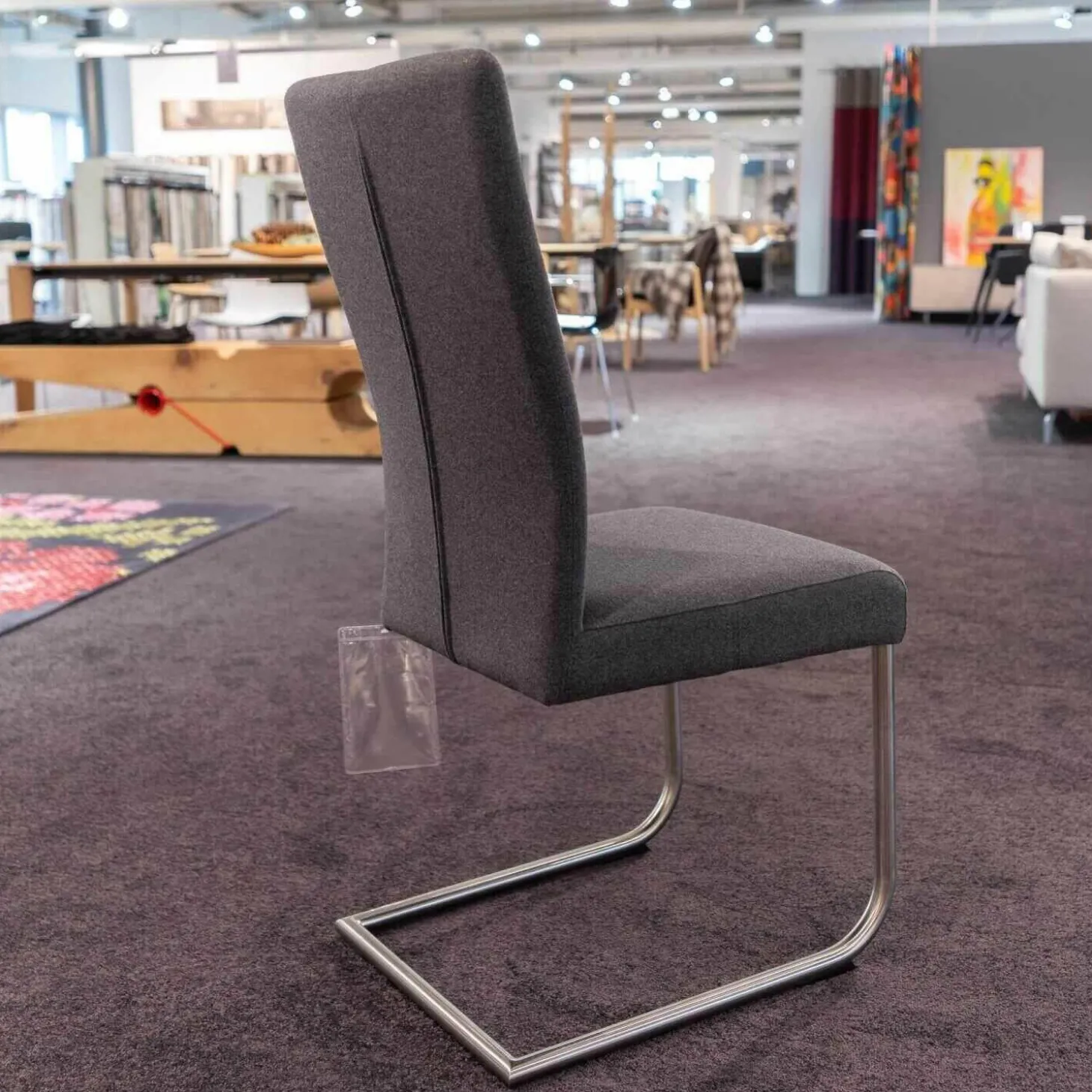 4er-Set Freischwinger CA Diana 3/B Stoff Facet Aubergine Lichtgrijs Middengrijs Blue