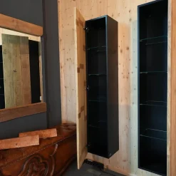 2er-Set Hängeschrank NDE 3 Eiche Recyceltes Altholz Korpus Schwarz