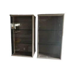 2er-Set Hängeschränke Cubo Glas Farbe Glattlack Kaschmir Grau Beige