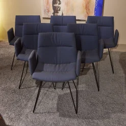 6er-Set Kufenstuhl Mit Armlehnen Marel Stoff Steelcut Trio 3 Braunblau Gestell Metall Schwarz