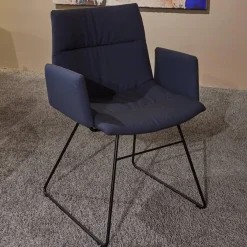 6er-Set Kufenstuhl Mit Armlehnen Marel Stoff Steelcut Trio 3 Braunblau Gestell Metall Schwarz