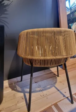 4er-Set Lapel Rückenlehne Synthetischer Rattan Gestell Aluminium Kohlefarben