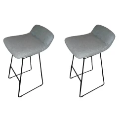 2er-Set Leya Barstool Low Grauer Loden Filigranes Drahtgestell